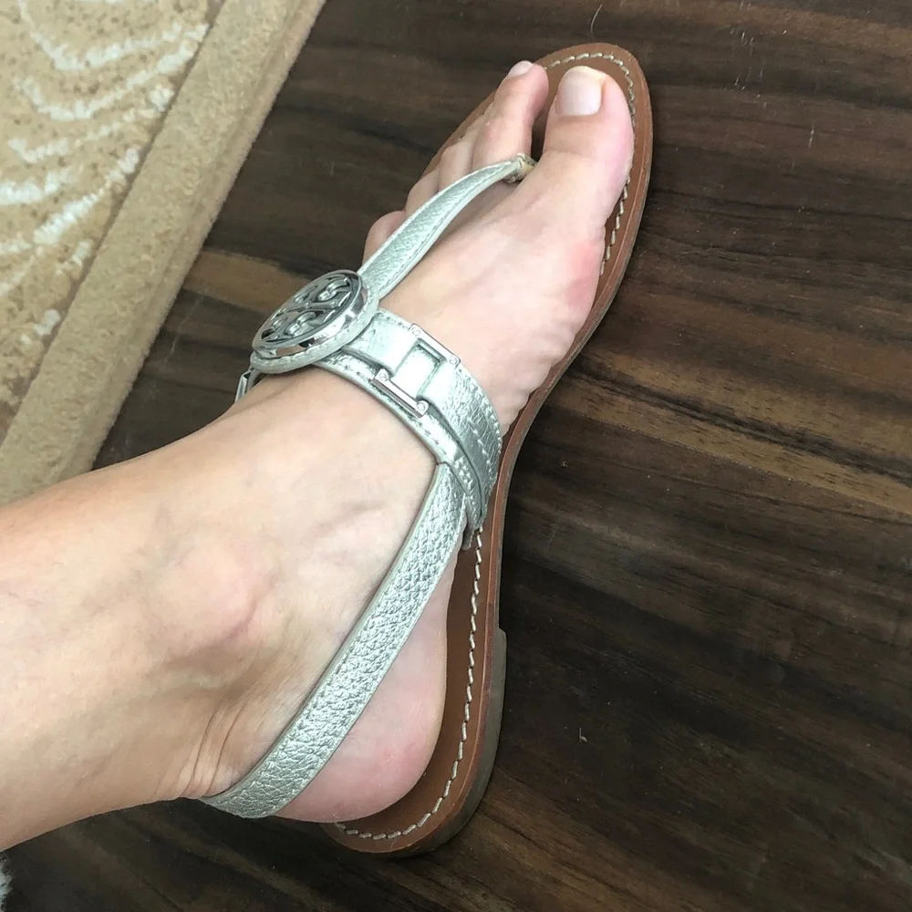 Tory Burch Cassia Pewter Sandals
